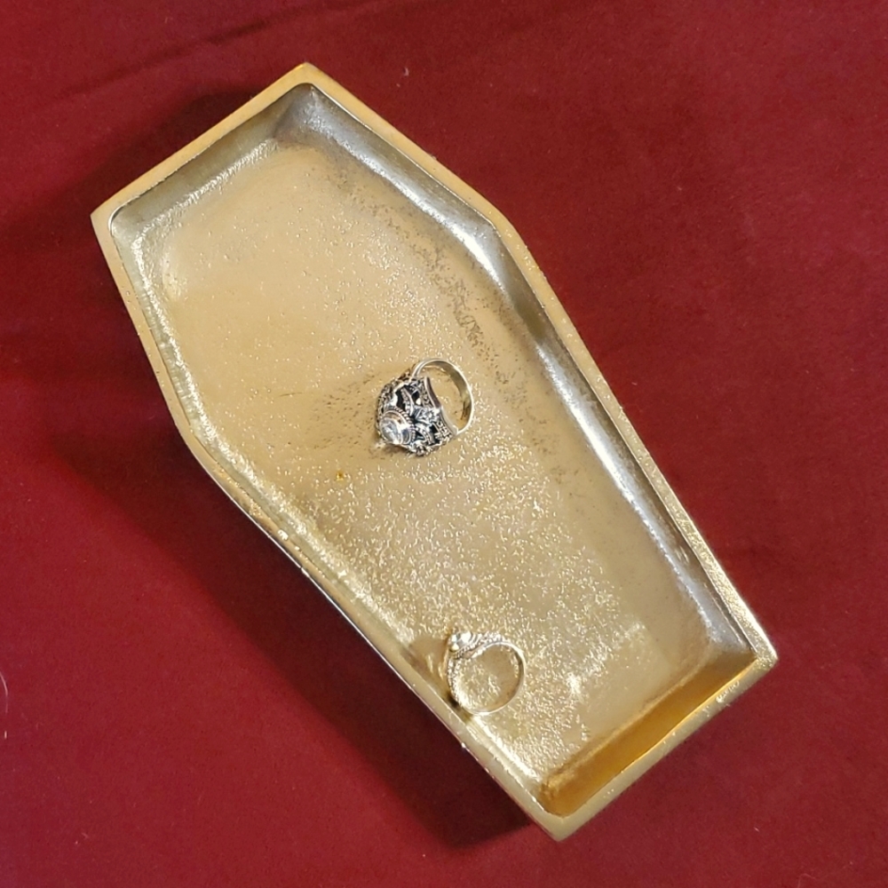 NEW-  Metal‎ Coffin Shaped Trinket Dish